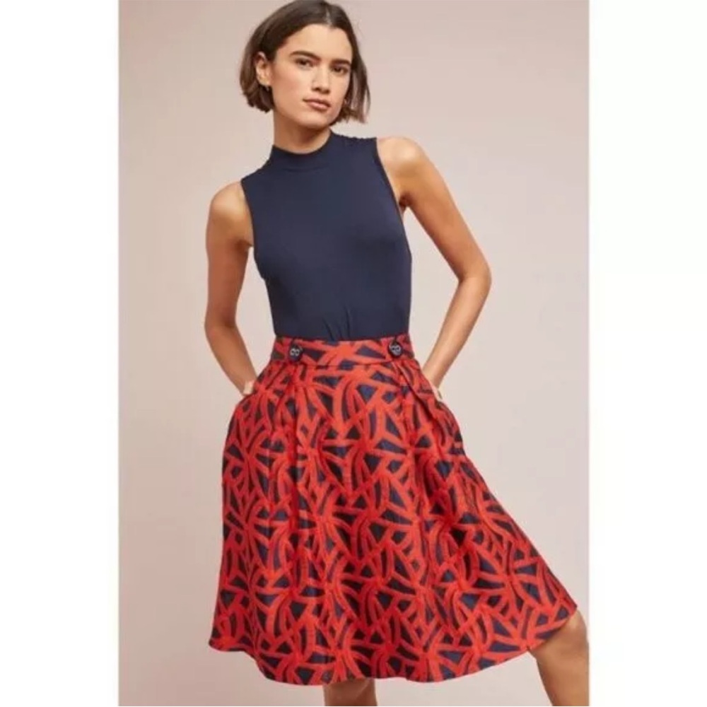 Anthropologie 10P NWT Eva Franco Mariner A-Line Silhouette Skirt Retro Vintage